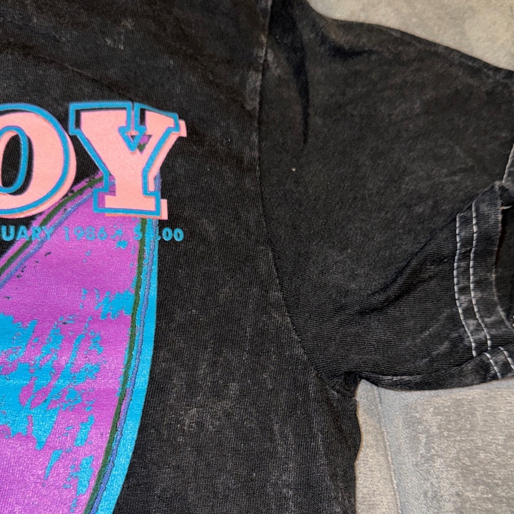 Playboy- Gray Acid Wash January 1986 PLAYBOY Pop Art Cover T-SHIRT Size Small - Picture 8 of 16